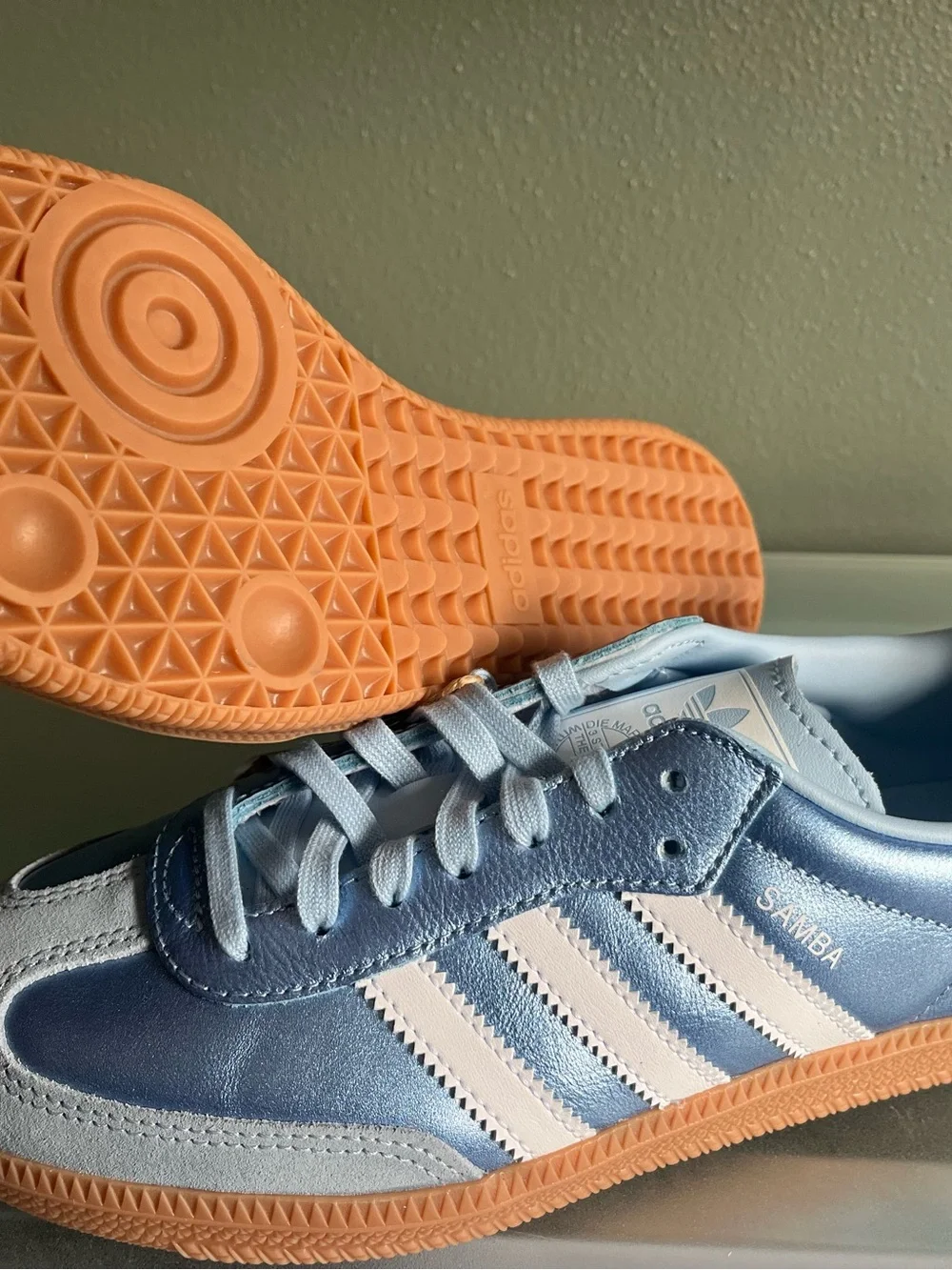 Adidas Samba OG J Metallic Clear Sky Blue Gum – Big Kids 6 / Women’s 7.5 – NWT
